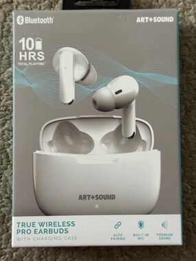 NIB New ART+SOUND True Wireless Pro Earbuds in White